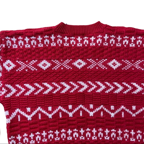 GAP Chunky Knit Wool Red White Sweater Large - Picture 5 of 10